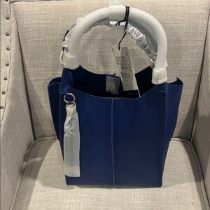 NWT Sassy Jones Genuine Leather Ava Everything Egyptian Blue Tote